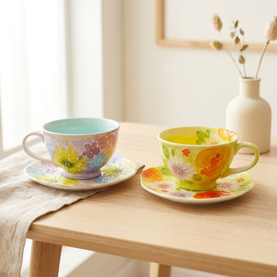 Floral Porcelain Mug & Saucer 240 ml